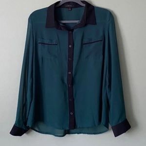 LIKE NEW sheer button down collared blouse